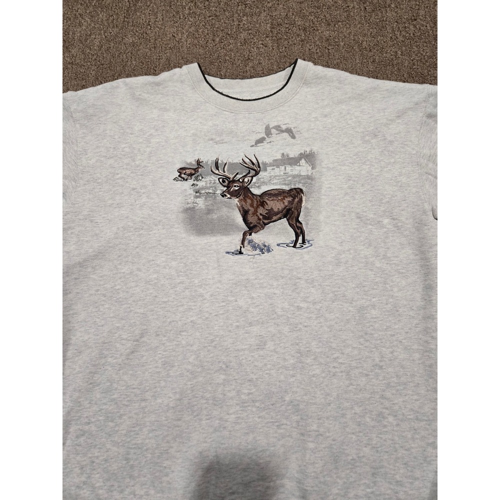 Vintage Croft & Barrow Deer Embroidered Sweatshirt Buck Gray Outdoor XL Nature - Picture 2 of 10